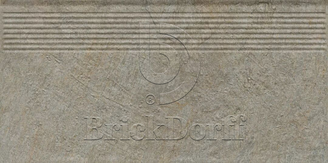 Клинкерная ступень с насечками Eremite Taupe 600*300*8,5 мм – для улицы, террасы, крыльца, лестницы, морозостойкая