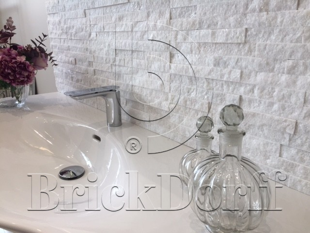 Кварцит Белый 600*150*10-20 мм, натуральный камень для интерьера BD