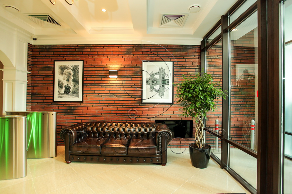 Клинкерная фасадная плитка облицовочная под кирпич Stroeher (Штроер) Zeitlos 353 eisenrost рельефная, 400*35*14 мм