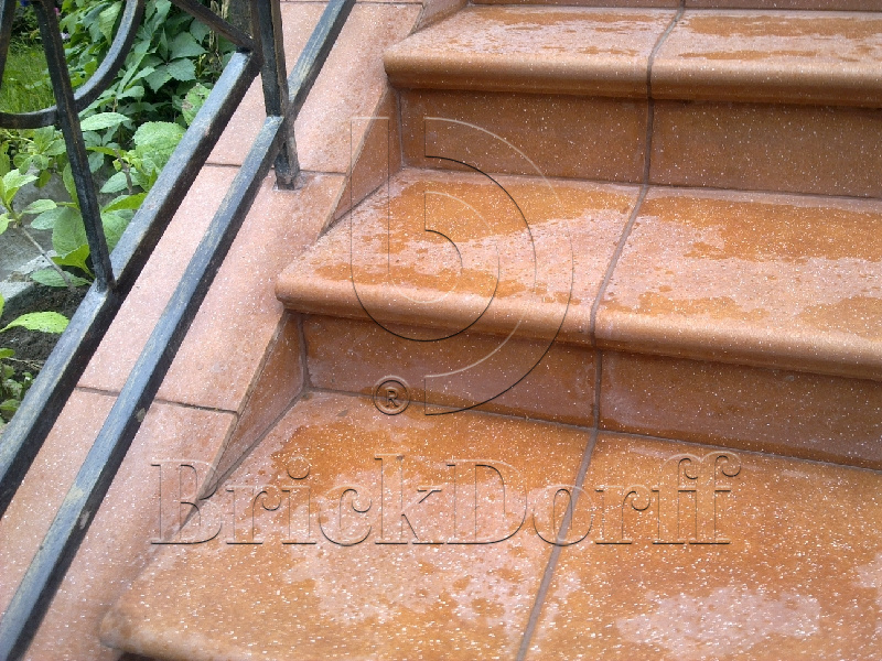 Клинкерная Плитка напольная противоскользящая Stroeher KERAPLATTE ROCCIA 841 rosso 444*294*10 мм