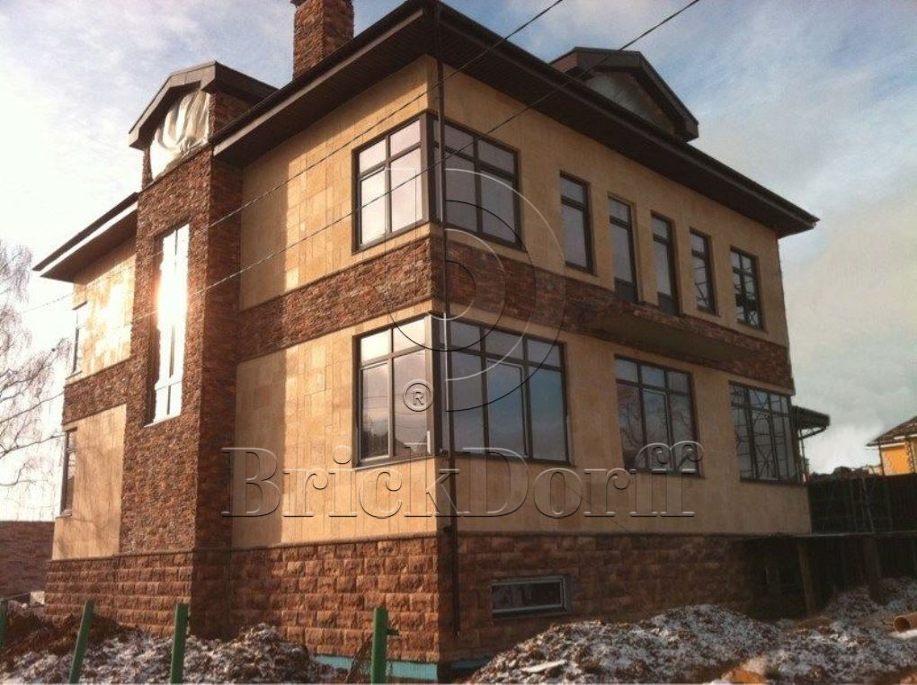 Фасадная облицовочная декоративная плитка травертин-касса 01