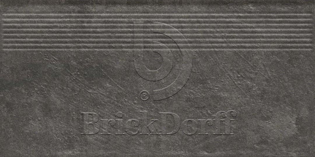 Клинкерная ступень с насечками Carrizo Basalt 600*300*8,5 мм – для улицы, террасы, крыльца, лестницы, морозостойкая