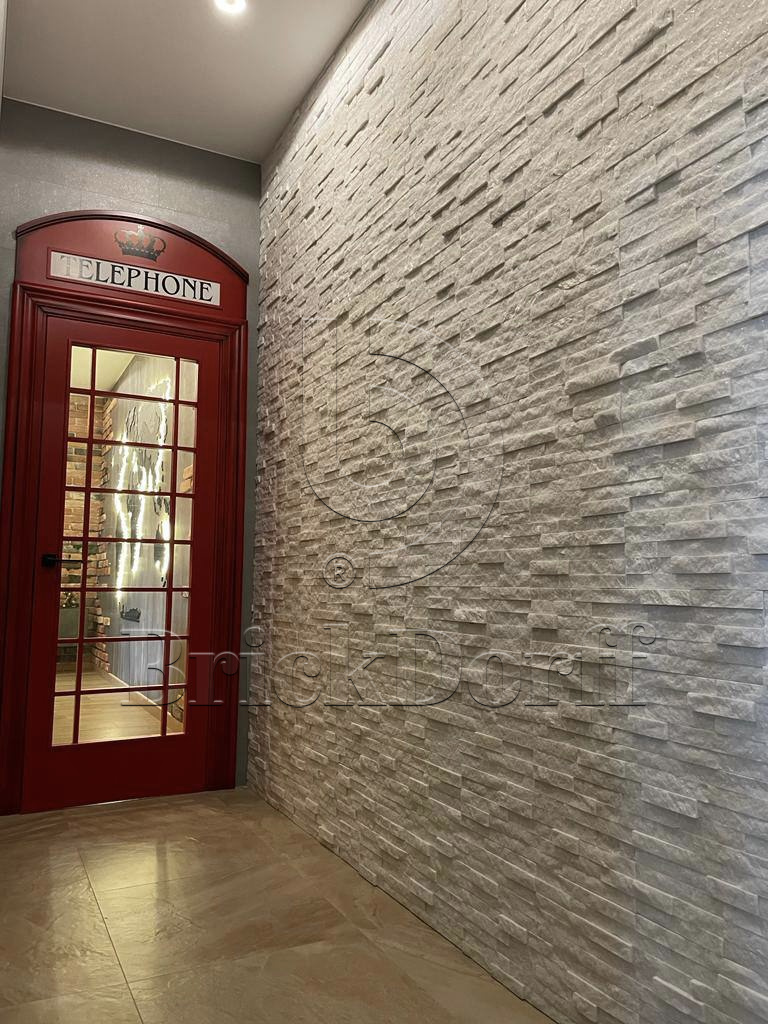 Кварцит Белый 600*150*10-20 мм, натуральный камень для интерьера BD