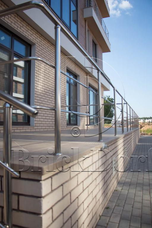 Клинкерная фасадная плитка облицовочная под кирпич Stroeher (Штроер) Zeitlos 351 kalkbrand рельефная, 400*35*14 мм