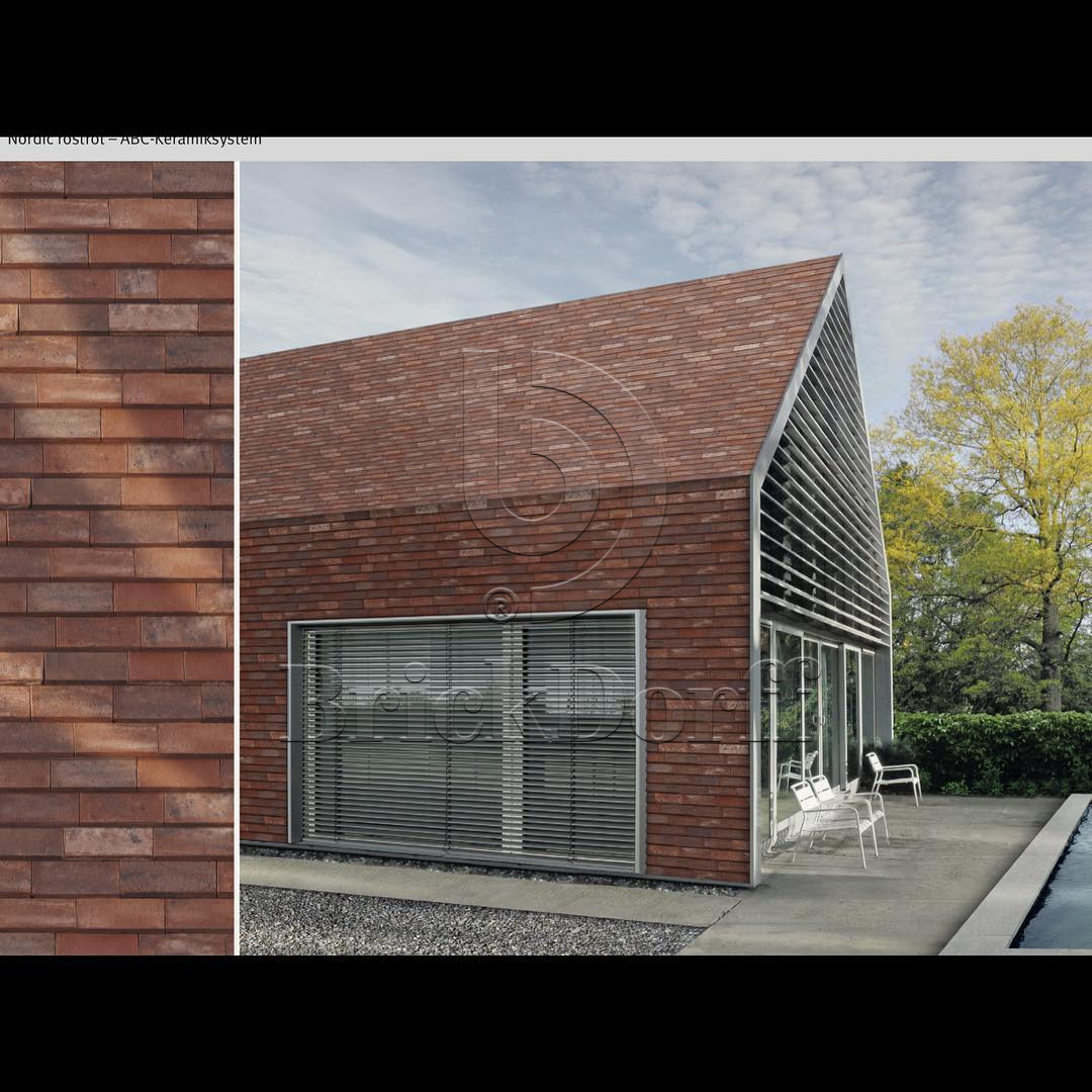 NORDIC 15 Kaminrot schwarz-besandet 400x175x30x14, ABC Клинкерная плитка для навесного вент Фасада и Кровли