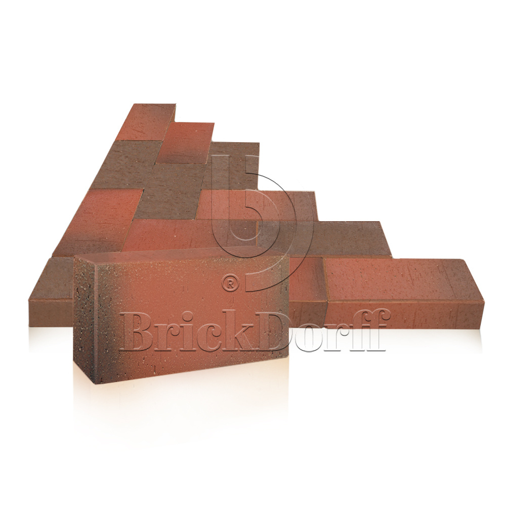 Тротуарная плитка / брусчатка Клинкерная ЛСР красный флэшинг "Ноттингем" 200*100*50 мм