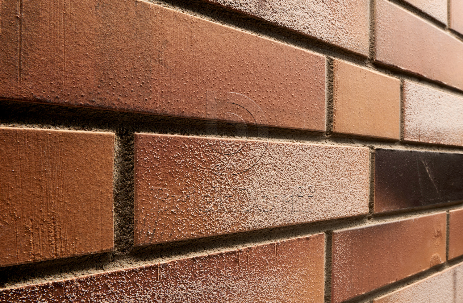 Клинкерная фасадная плитка облицовочная под кирпич Stroeher (Штроер) Kontur WS 492 orange-bunt рельефная, 240*71*12 мм