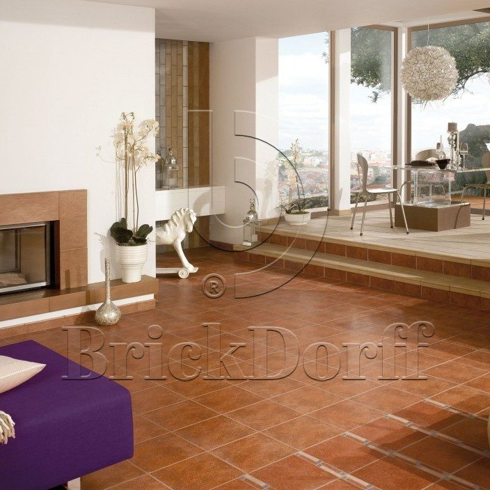 Клинкерная Плитка напольная противоскользящая Stroeher KERAPLATTE ROCCIA 841 rosso 444*294*10 мм