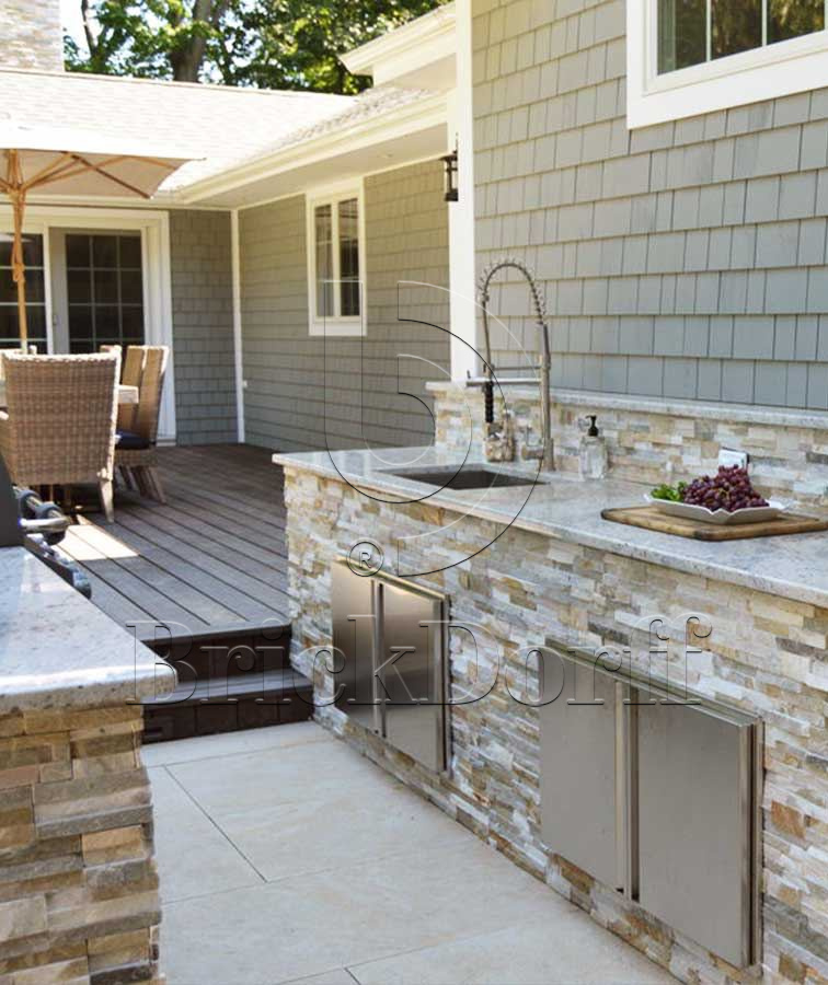 Сланец Бежевый-014 600*150*10-20 мм, натуральный камень для фасада и интерьера BD