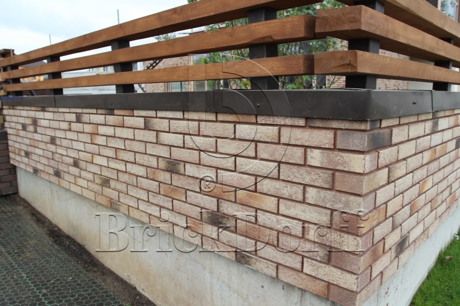 Клинкерная фасадная плитка облицовочная под кирпич Stroeher (Штроер) Zeitlos 357 backstein рельефная, 400*35*14 мм