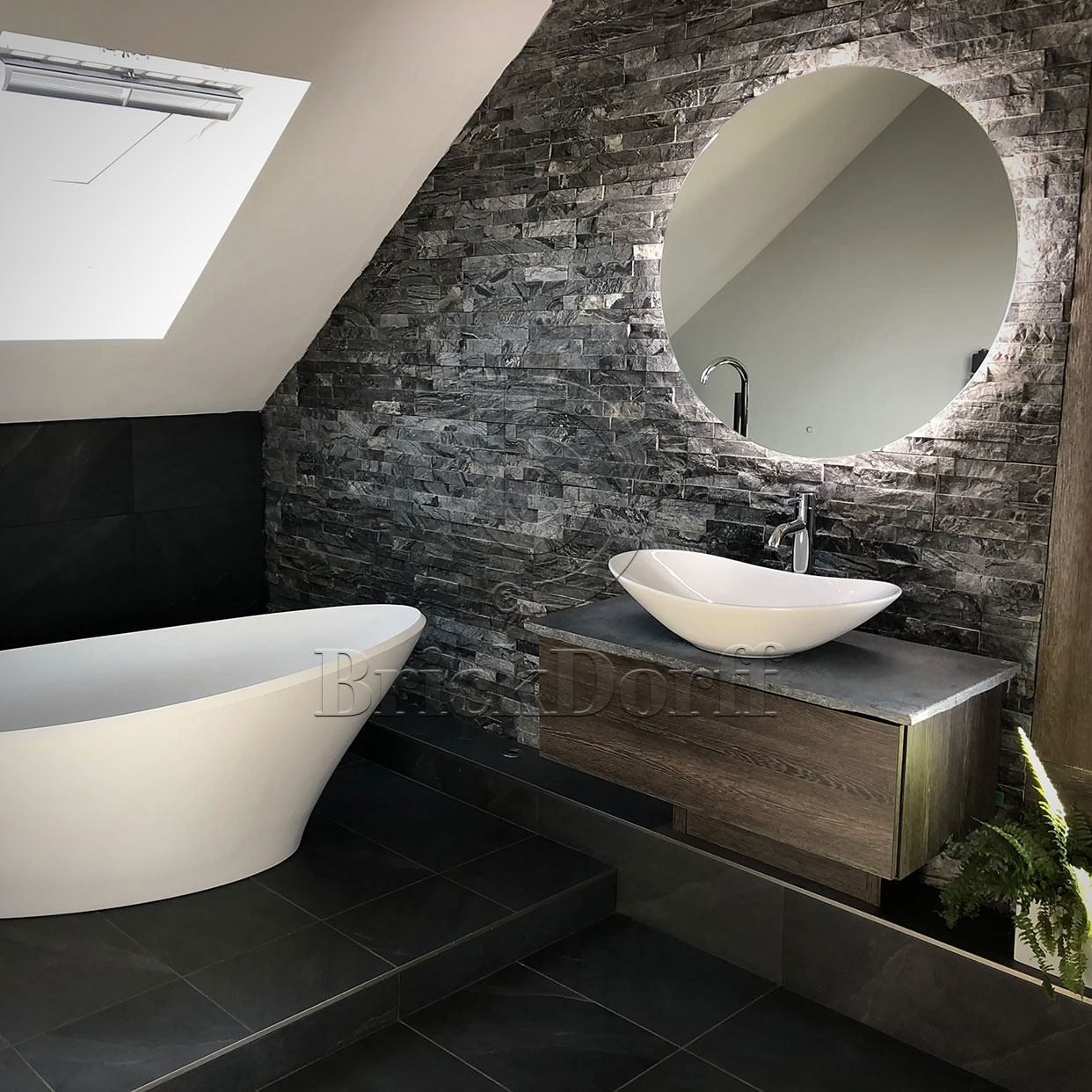 Мрамор Серый графит 600*150*10-25 мм, натуральный камень для интерьера и фасада BD