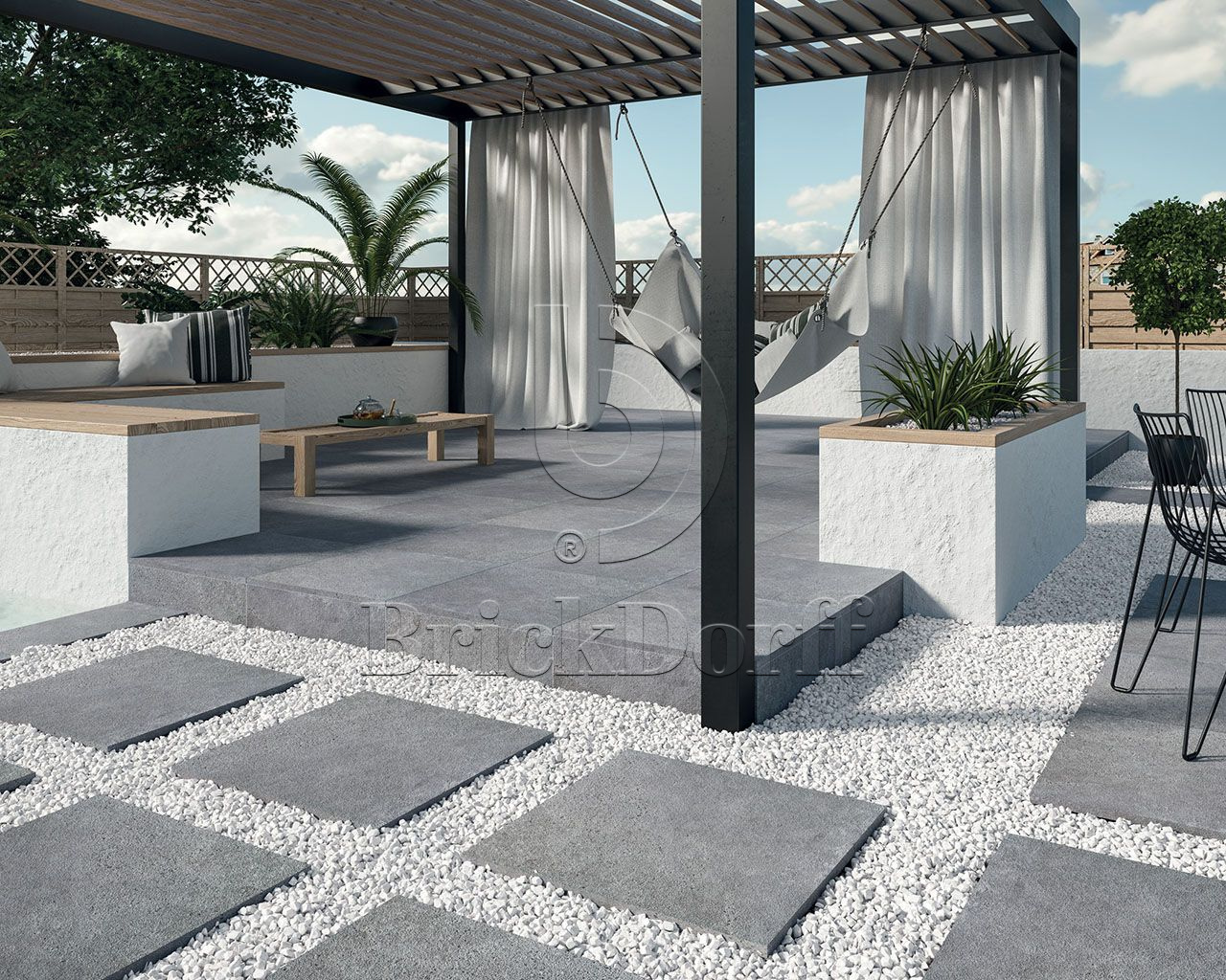 Optimal Grafit 595*895*20 мм тротуарная плитка уличная, противоскользящая, керамогранитная Paradyz