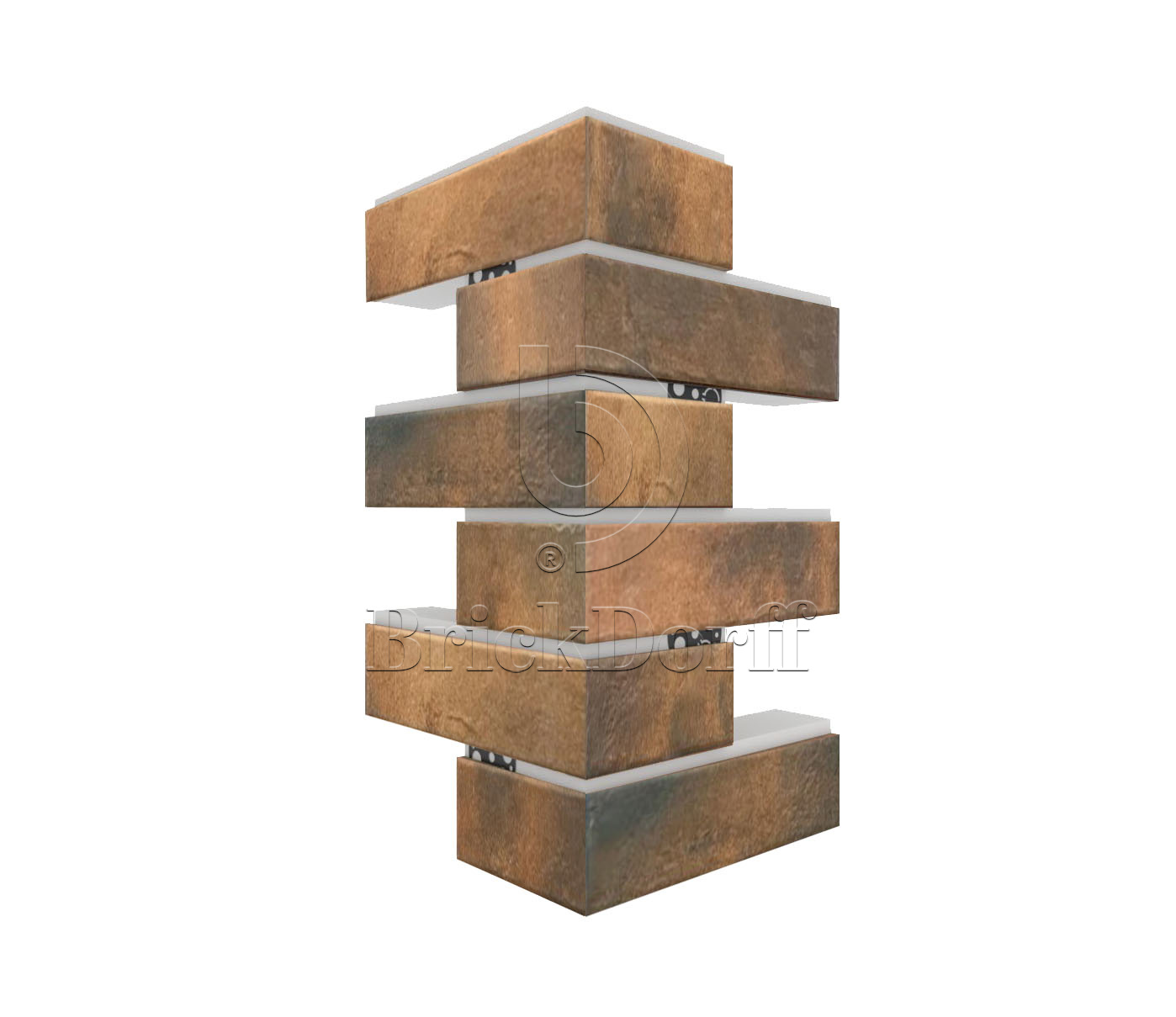 Retro Brick Chili угловая фасадная термопанель из пенополистирола ППС 60 мм, 0,17м2 с клинкерной плиткой