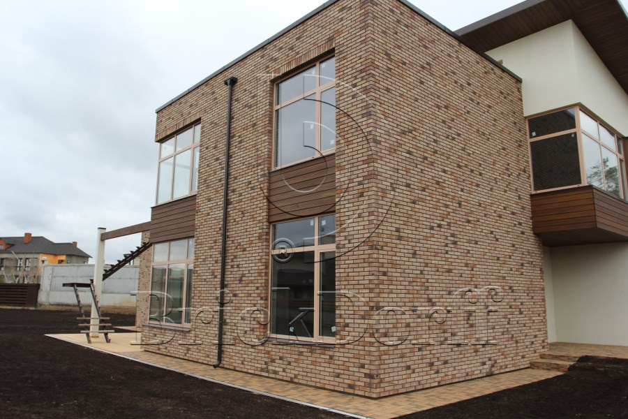 Клинкерная фасадная плитка облицовочная под кирпич Stroeher (Штроер) Zeitlos 357 backstein рельефная, 400*35*14 мм