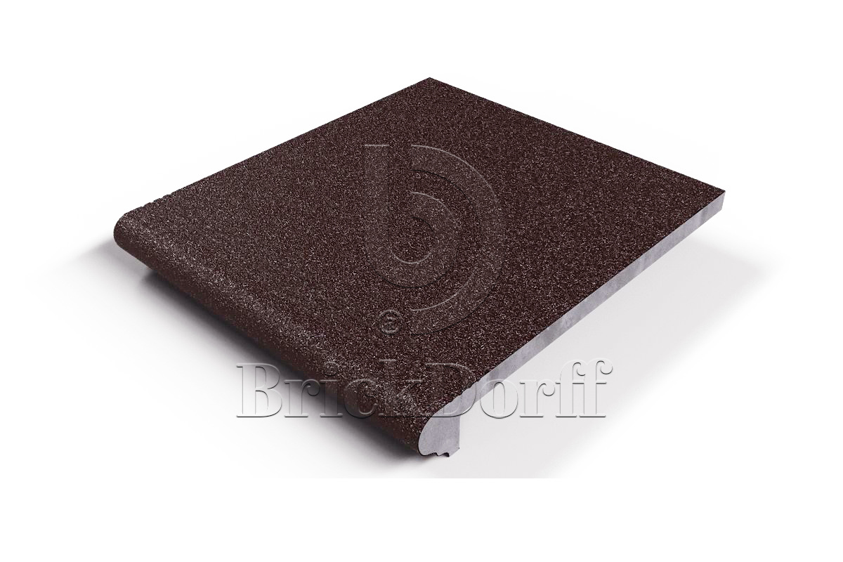 204 Ступень Флорентинер фронтальная противоскользящая с насечками, коричневая 330*310*17 мм