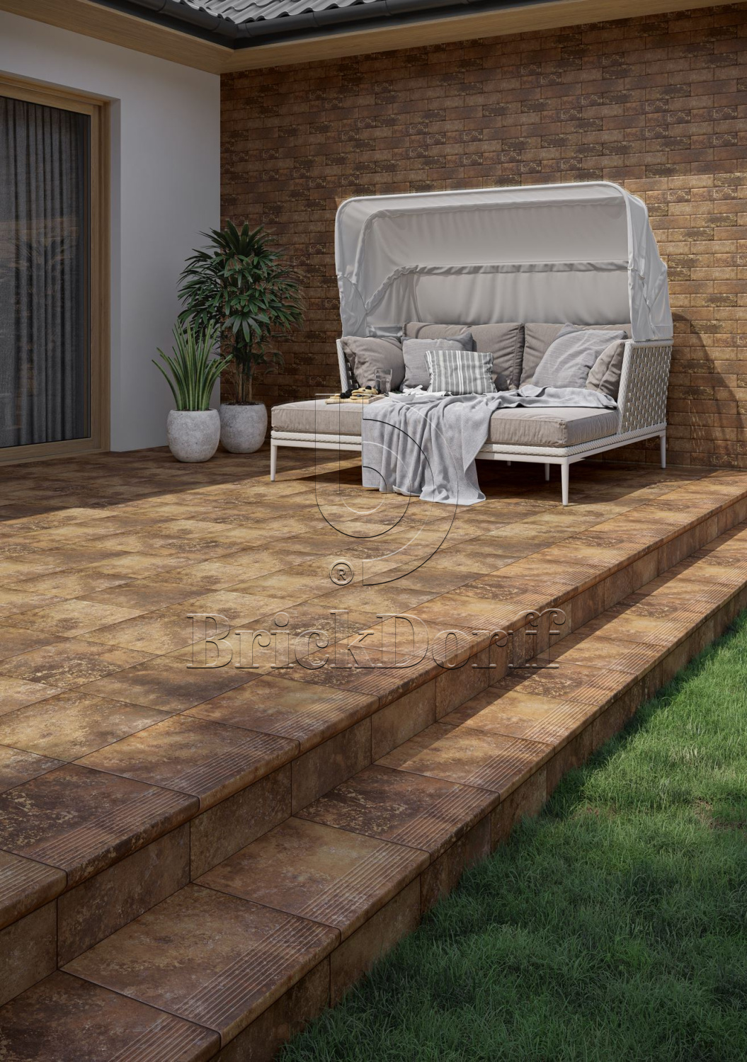 Клинкерная плитка Arteon Ochra 300x300x11 – для улицы, террасы, крыльца, лестницы, морозостойкая