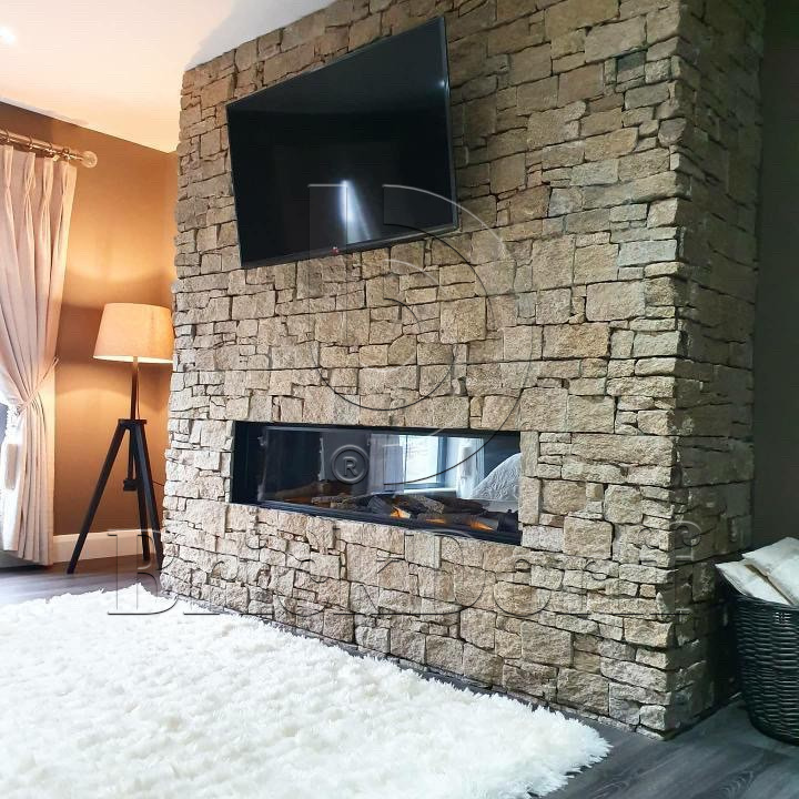 Камень грубый кварцит серо-бежевый 550*200*20\40 мм, натуральный камень для фасада и интерьера BD