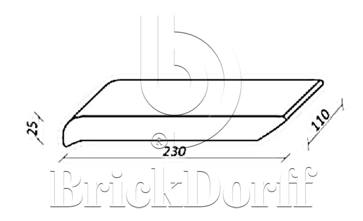 230*110*25 мм ОК23 вишневый Клинкерный подоконник - фасад дома ZG Klinker