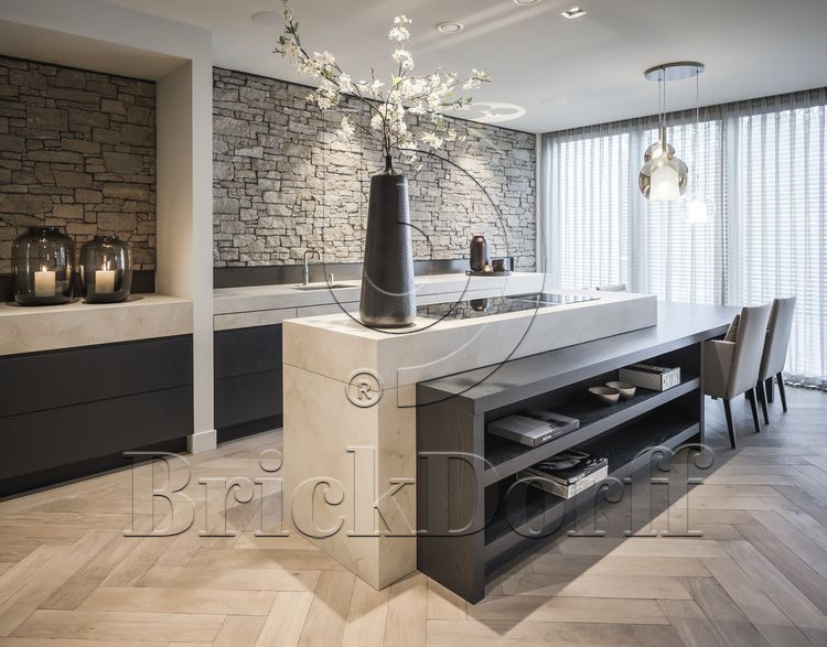 Камень грубый кварцит серо-бежевый 550*200*20\40 мм, натуральный камень для фасада и интерьера BD