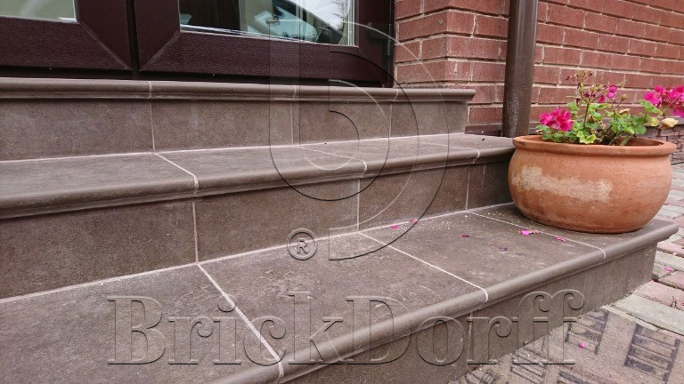 Клинкерная ступень флорентинер противоскользящая плитка Interbau Nature Art Umbra braun, 360*320*9,5 мм