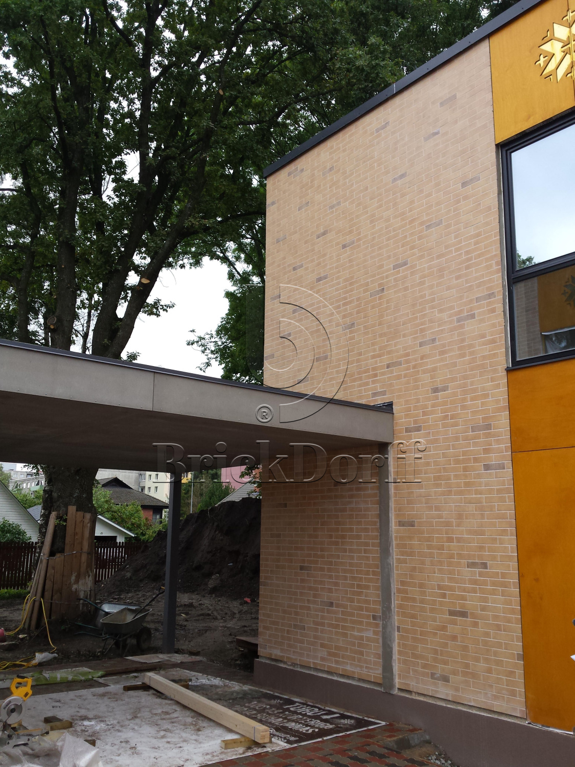 Клинкерная фасадная плитка облицовочная под кирпич Stroeher (Штроер) Keravette Shine 834 giallo рельефная NF8, 240*71*8 мм