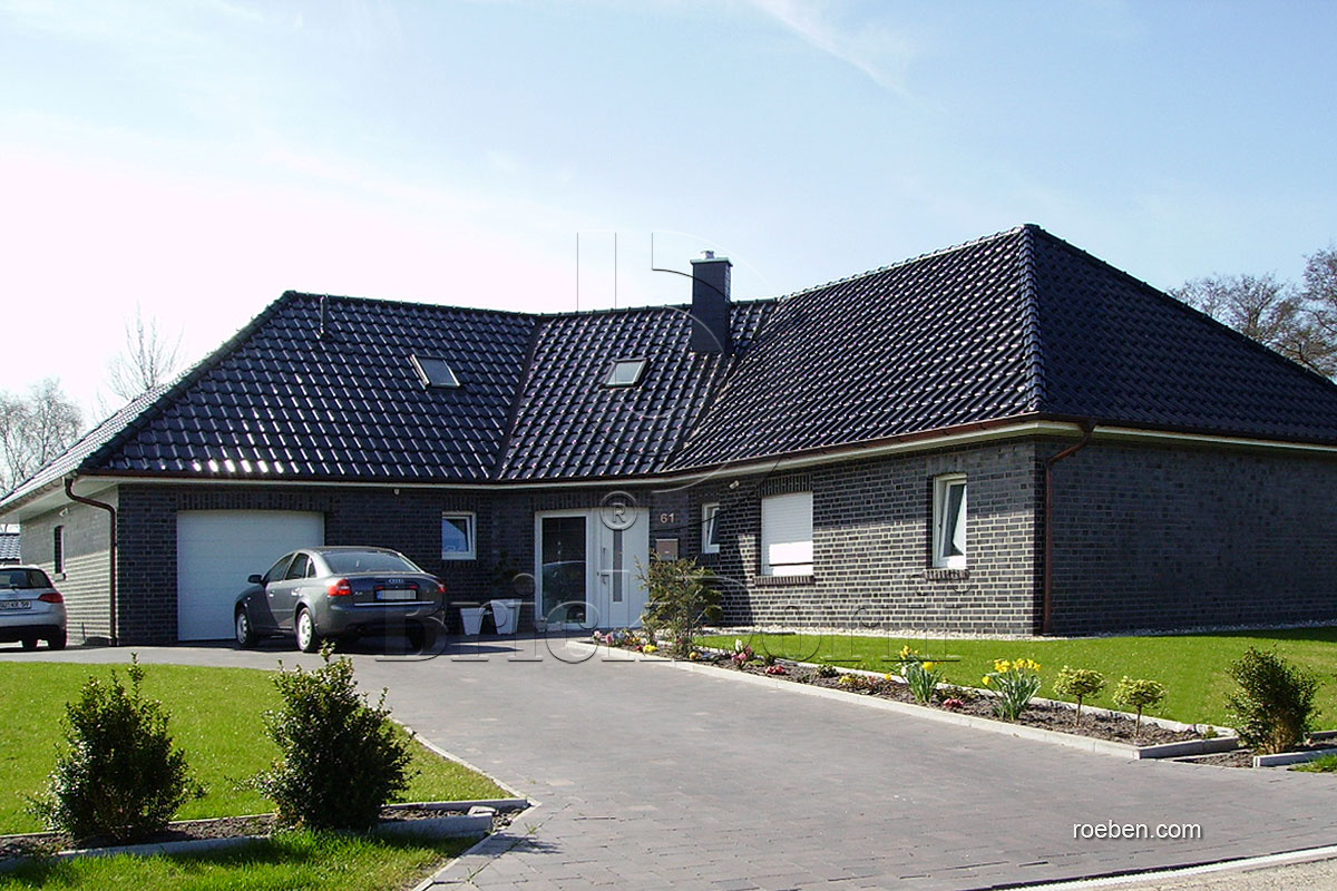 Керамическая черепица рядовая Roben FLANDERNplus черный матовая глазурь