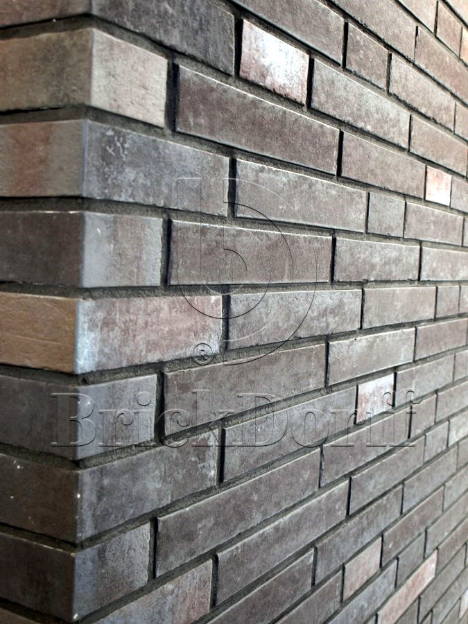 Клинкерная фасадная плитка облицовочная под кирпич под кирпич Stroeher (Штроер) Zeitlos 359 kohlenglanz рельефная, 400*35*14 мм