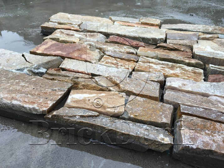 Камень грубый кварцит бежевый 550*200*20\40 мм, натуральный камень для фасада и интерьера BD