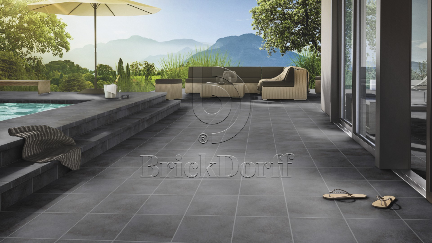 Клинкерная Плитка напольная противоскользящая Stroeher KERAPLATTE AERA T 717 anthra 294*294*10 мм