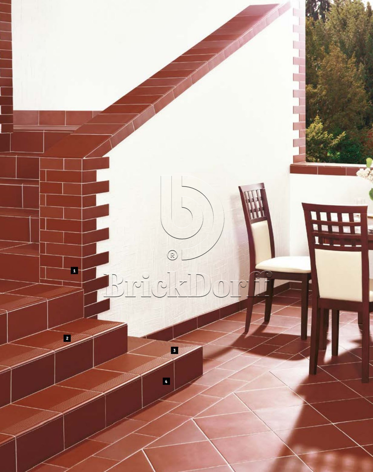 Natural Rosa Duro клинкерная ступень с насечками противоскользящая 300x300x11 мм