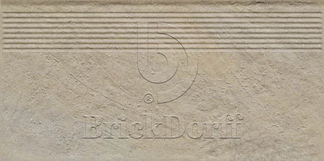 Клинкерная ступень с насечками Eremite Crema 600*300*8,5 мм – для улицы, террасы, крыльца, лестницы, морозостойкая