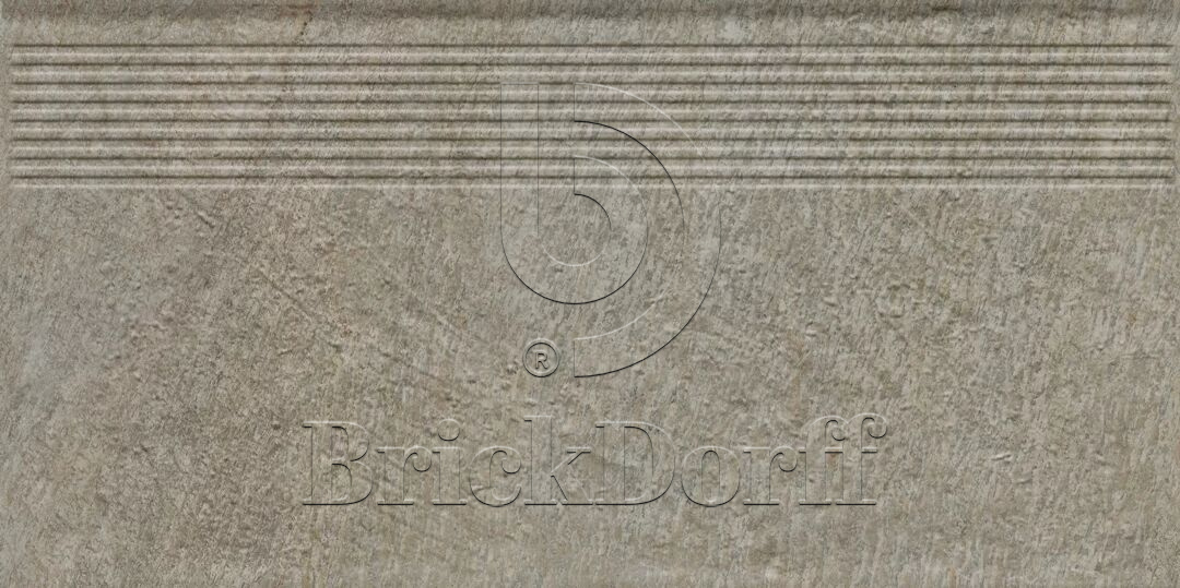 Клинкерная ступень с насечками Eremite Taupe 600*300*8,5 мм – для улицы, террасы, крыльца, лестницы, морозостойкая