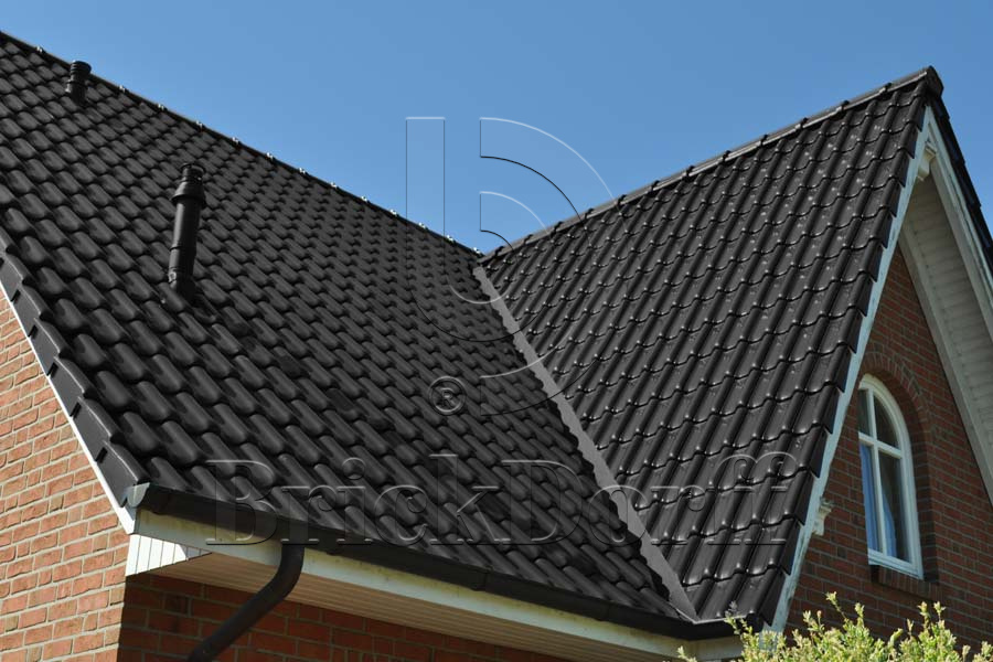 Керамическая черепица рядовая Roben Flandern черный матовая глазурь