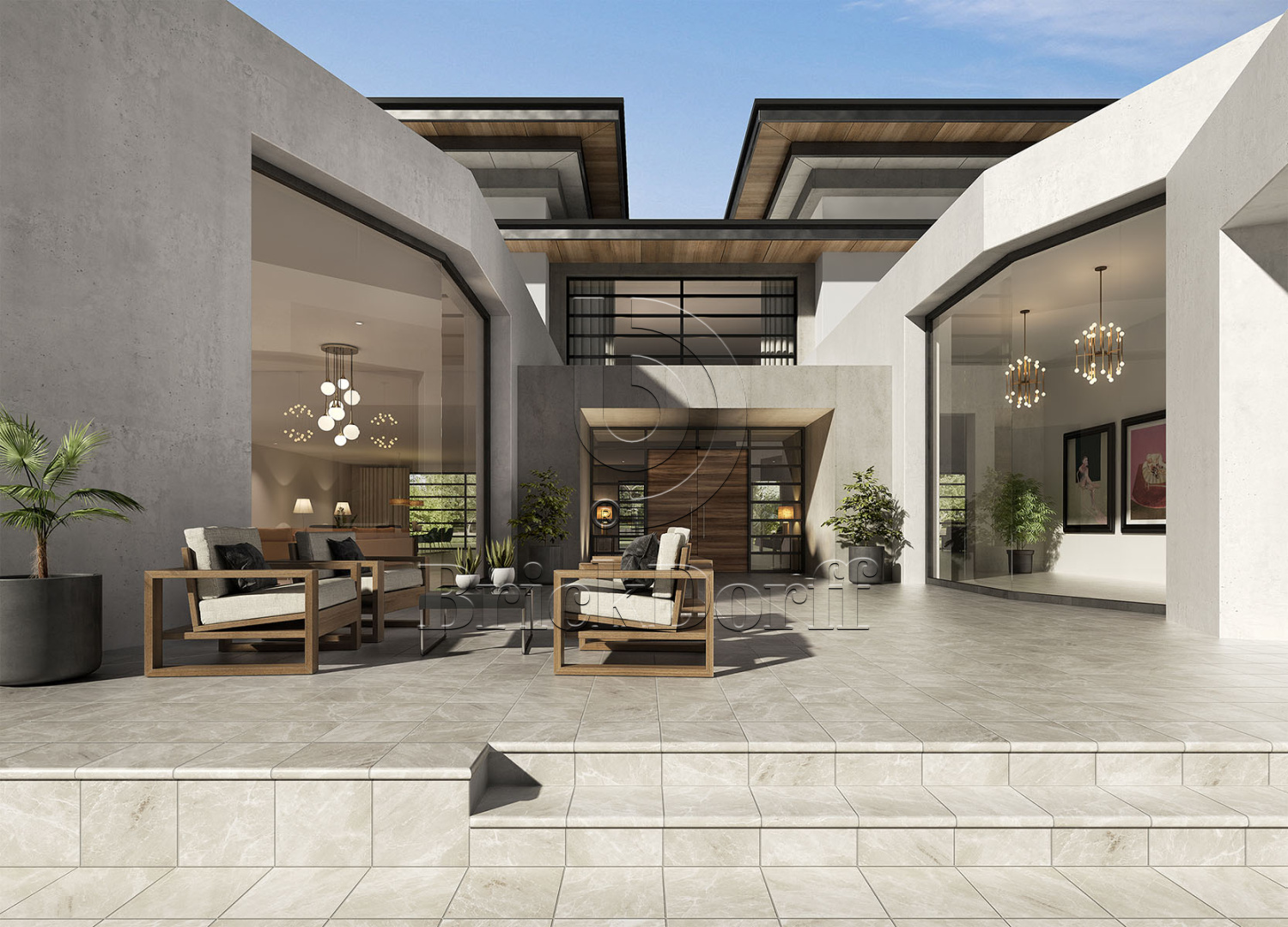 Nevada LIMESTONE Exagres 330*330*12 мм, клинкерная ступень флорентинер- с капиносом, противоскользящая