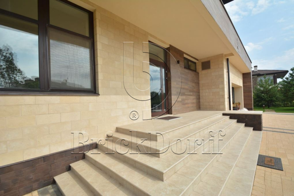 Фасадная облицовочная декоративная плитка травертин-касса 01