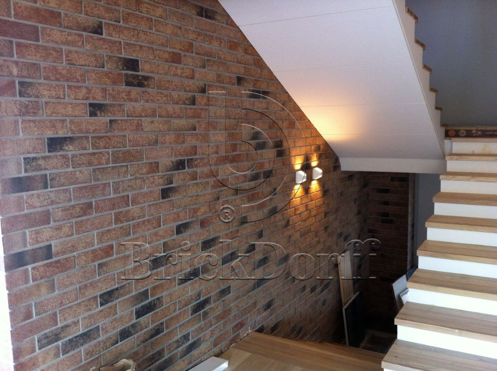 Клинкерная фасадная плитка облицовочная под кирпич Stroeher (Штроер) Zeitlos 357 backstein рельефная, 400*35*14 мм