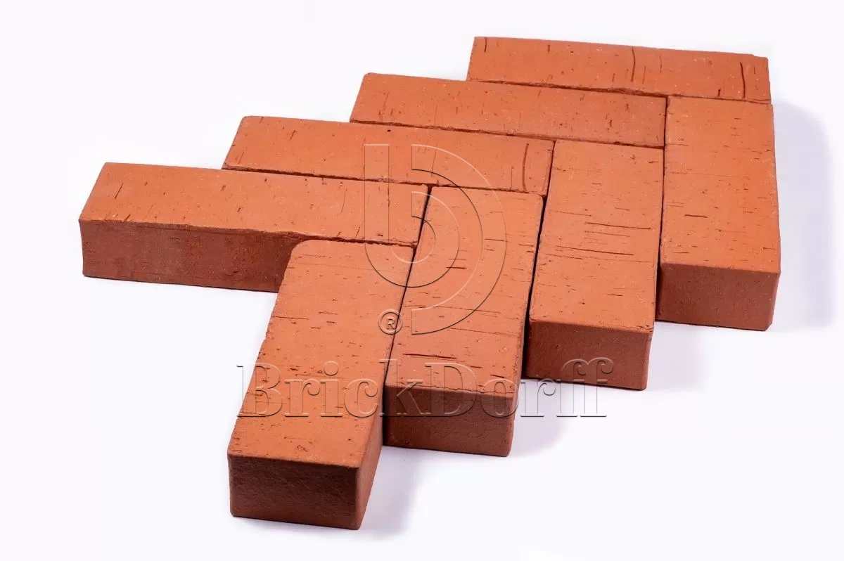 Красная ригельная тротуарная плитка/брусчатка клинкерная 250*80*52 мм, пятый элемент