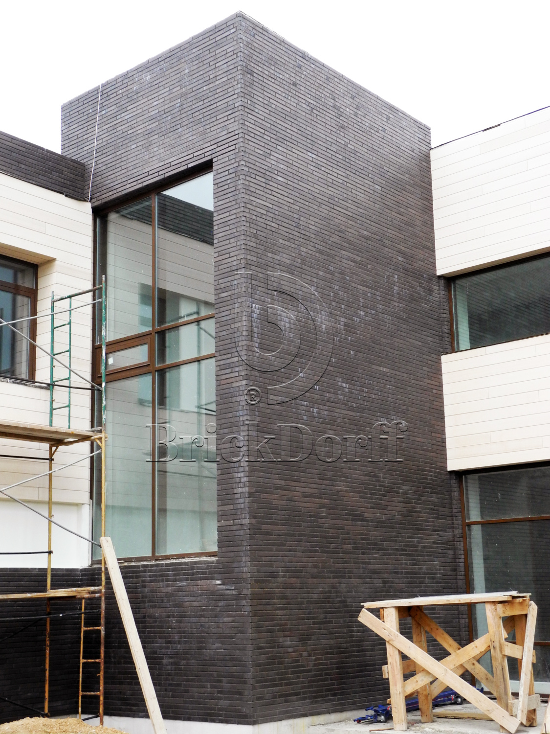 Клинкерная фасадная плитка облицовочная под кирпич Stroeher (Штроер) Glanzstueck Glanzstueck № 1 рельефная, 440*52*14 мм