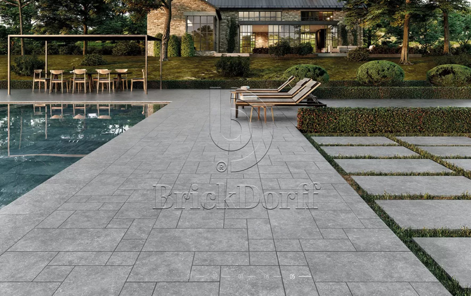 Ardenas CROMO Exagres 330*330*12 мм, клинкерная ступень флорентинер- с капиносом, противоскользящая