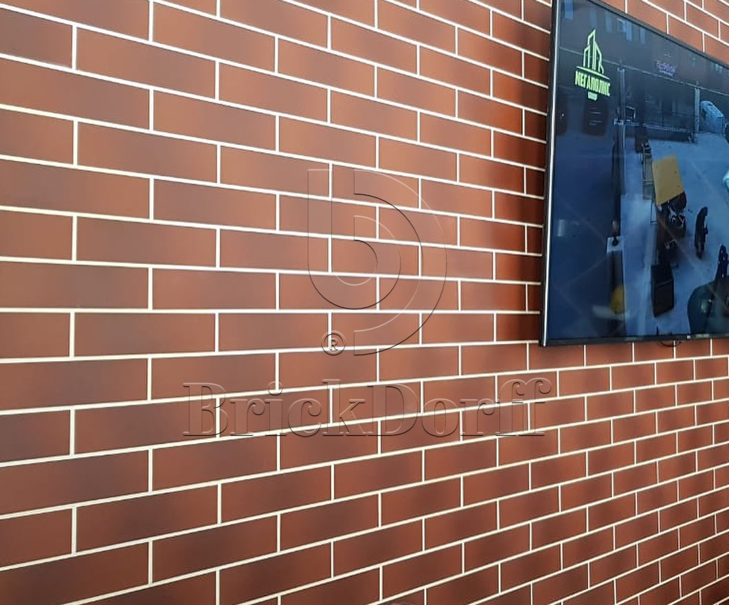 CLOUD ROSA 245X66х7,4 мм Клинкерная фасадная плитка под кирпич облицовочная красно-коричневая