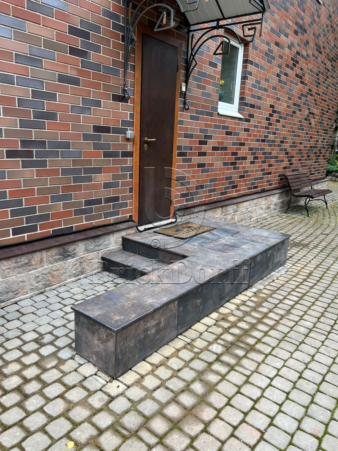 Клинкерная ступень флорентинер Scandiano Brown противоскользящая с капиносом, коричневый 330x300x11 мм