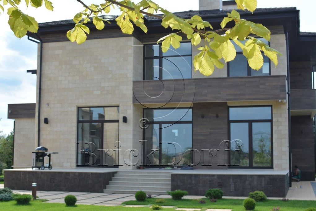 Фасадная облицовочная декоративная плитка травертин-касса 01