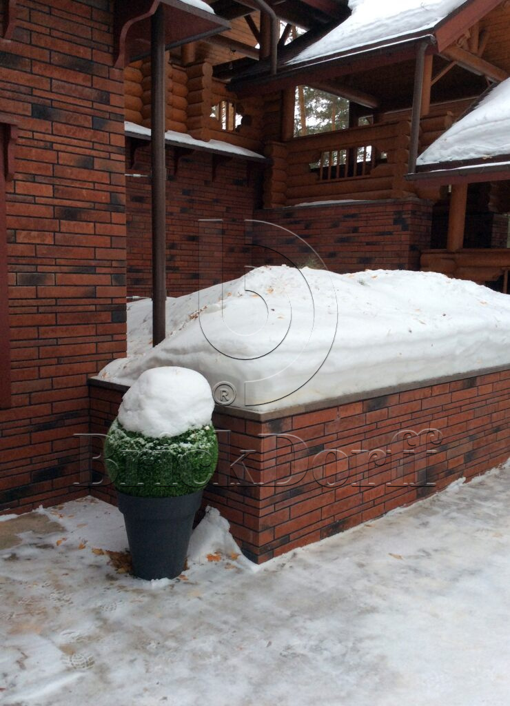 Клинкерная фасадная плитка облицовочная под кирпич Stroeher (Штроер) Zeitlos 353 eisenrost рельефная, 400*35*14 мм