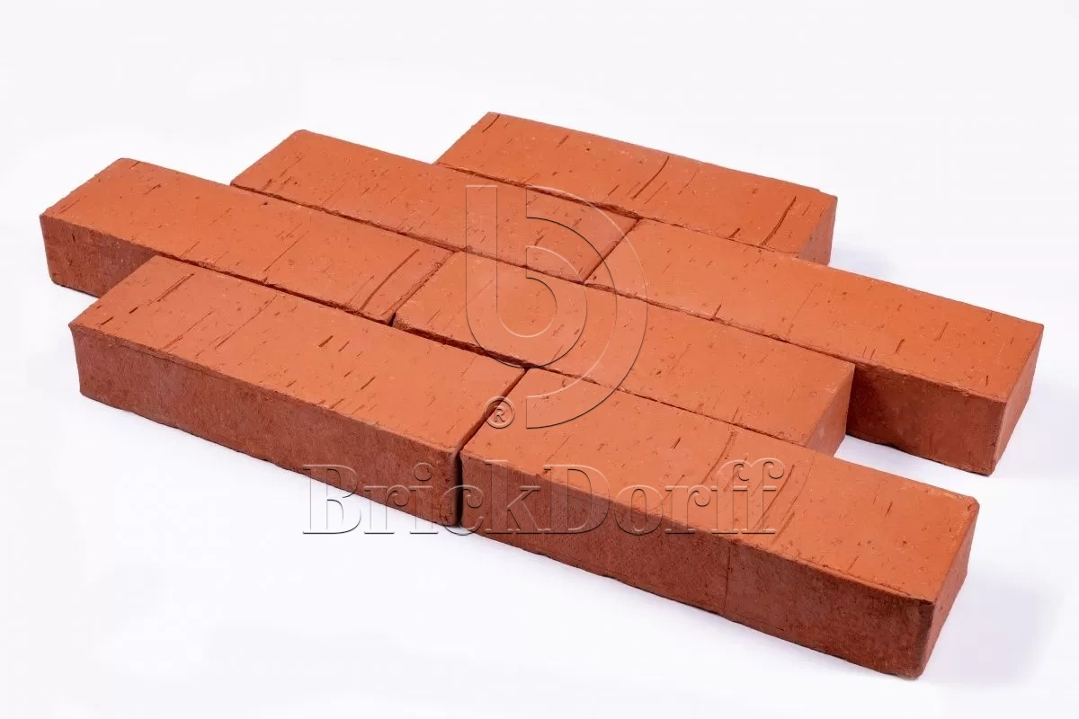 Красная ригельная тротуарная плитка/брусчатка клинкерная 250*80*52 мм, пятый элемент