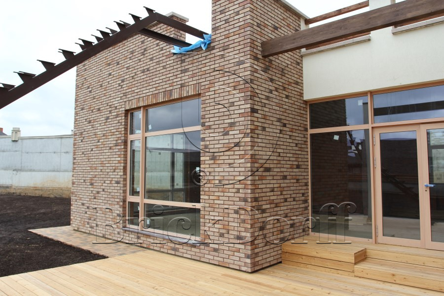 Клинкерная фасадная плитка облицовочная под кирпич Stroeher (Штроер) Zeitlos 357 backstein рельефная, 400*35*14 мм