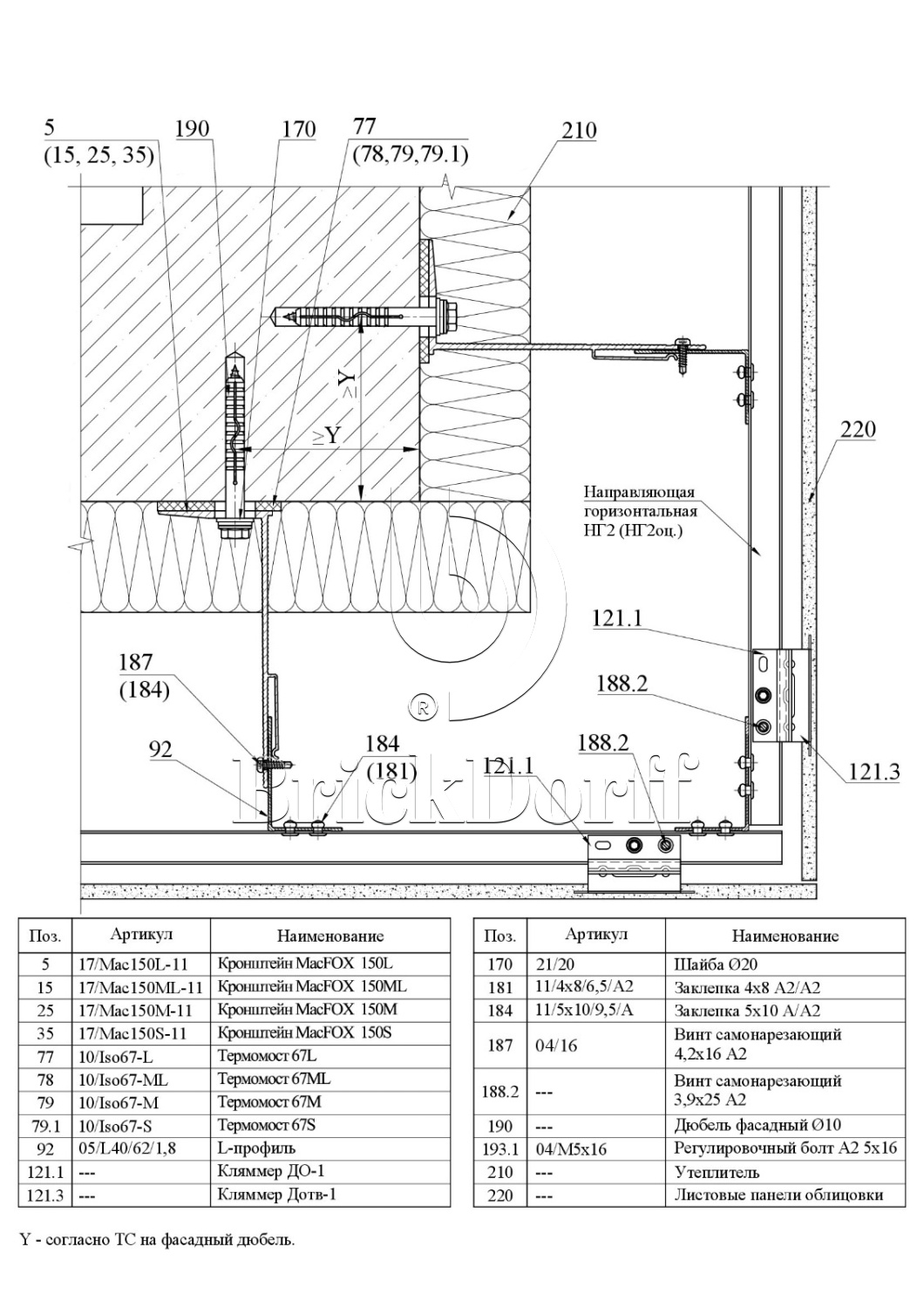 Система НВФ для фиброцементных листовых панелей · MTA-v-100h