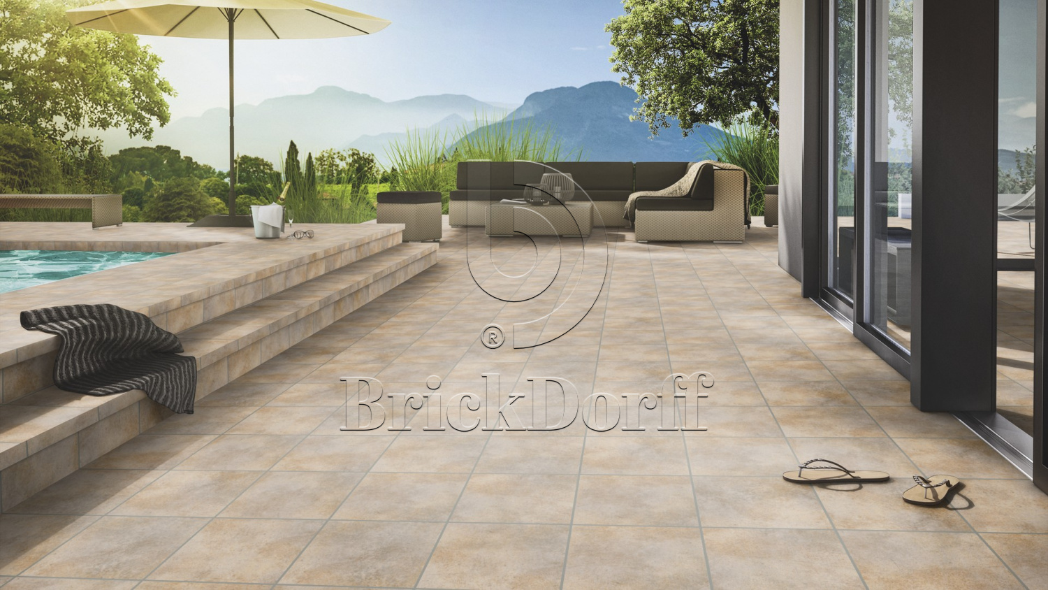 Клинкерная ступень флорентинер противоскользящая плитка Stroeher KERAPLATTE AERA T 727 pinar 340*294*12 мм