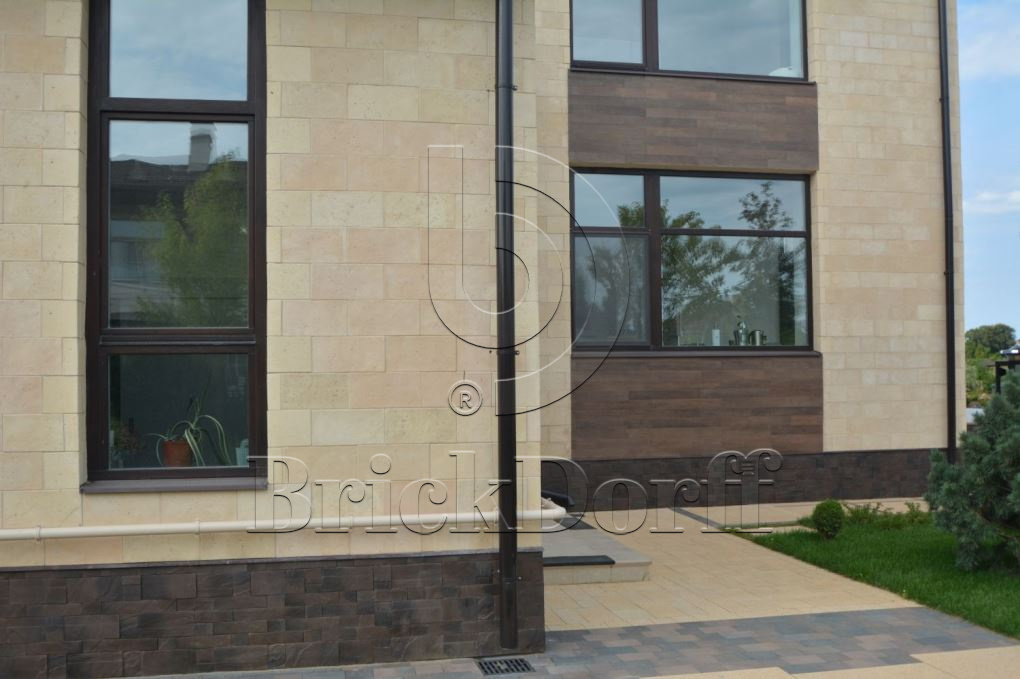 Фасадная облицовочная декоративная плитка травертин-касса 01