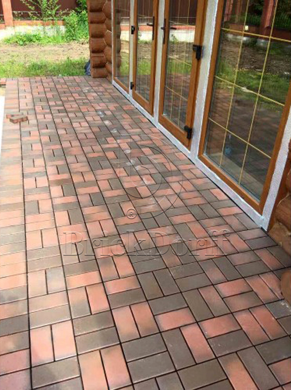 Тротуарная плитка / брусчатка Клинкерная ЛСР (RAUF Design) темно-красный флэшинг "Глазго" 200*100*50 мм