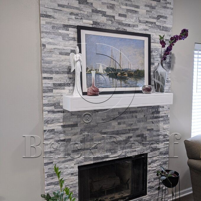 Кварцит бело-серый 1308g 600*150*10-20 мм, натуральный камень для интерьера и фасада BD